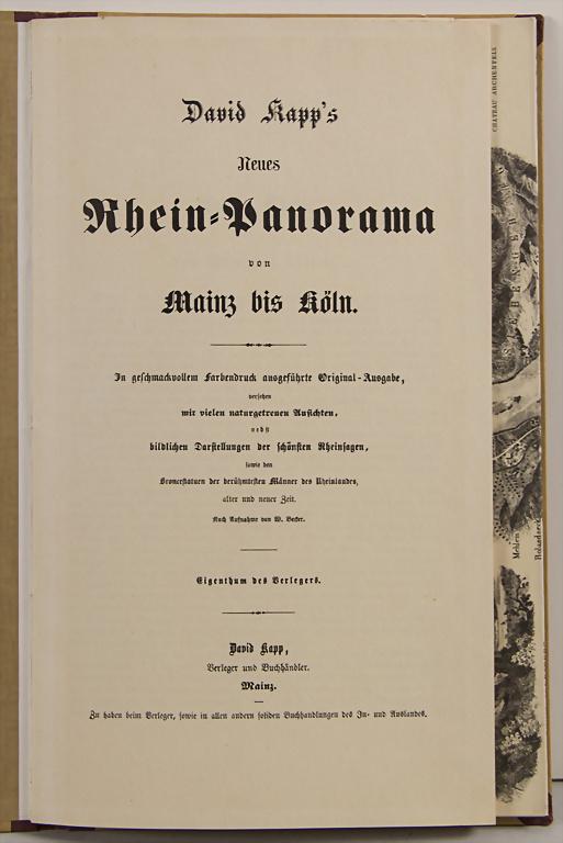 David Kapp, 'Nouveau Panorama du Rhin de Mayence à: David Kapp, 'Nouveau Panorama du Rhin de Mayence à Cologne', Mayen 1868 'New panorama of the Rhine from Mayence to Cologne, Umfang: 27 paginierte Seiten, mit eingebundener, gedruckter Faltkarte vom R