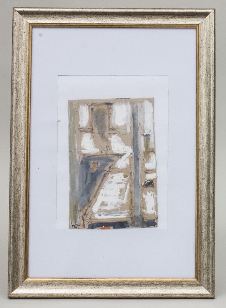 Marianne Gabor (Budapest 1917-2014), Blick aus dem: Marianne Gabor (Budapest 1917-2014), Blick aus dem Atelierfenster I / View Out Of Artist's Workshop I, 1970 Technik: l/Karton, hinter Glas im Wechselrahmen Mae: 15 x 10 cm Signatur: li. unten sign. un