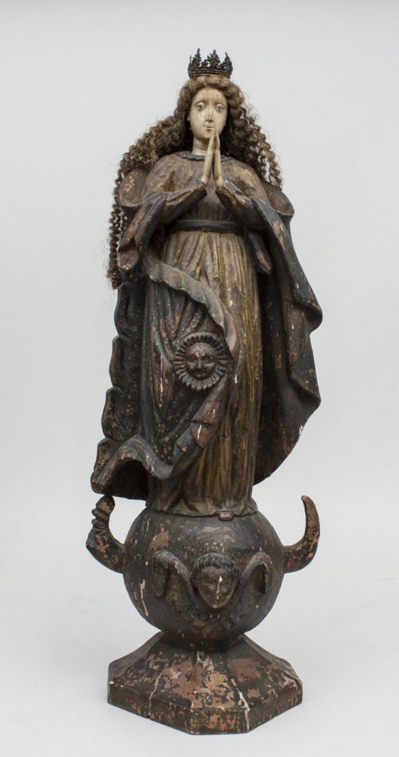 Madonna mit Elfenbeinkopf und -händen, wohl Spanien 17. (1 of 8)