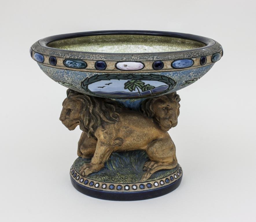 Tafelaufsatz mit Löwen/Art Nouveau Footed Bowl (1 of 3)
