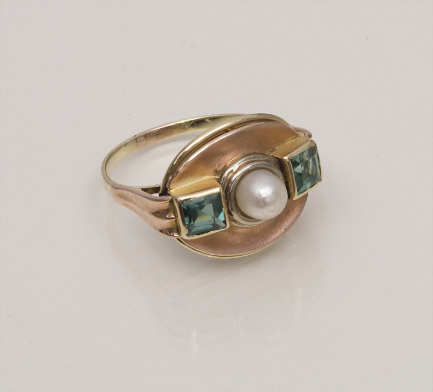 Damenring mit Turmalin und Perle / Ladies Ring with (1 of 1)