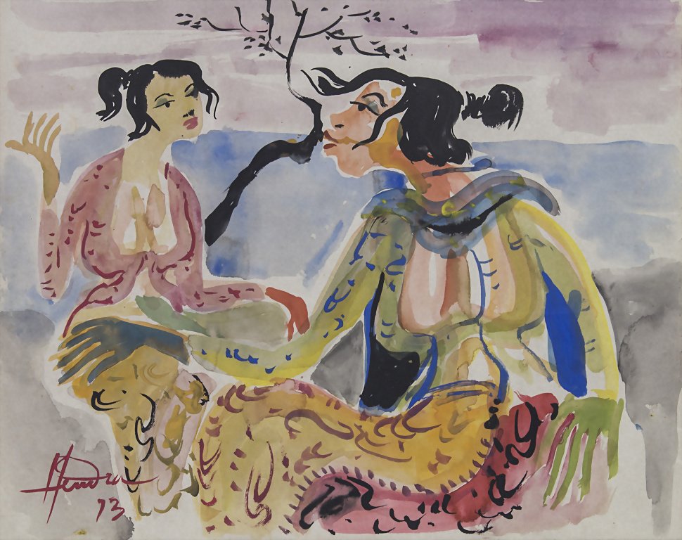 Hendra Gunawan (Indonesia 1918-1983), Zwei Frauen im (1 of 3)