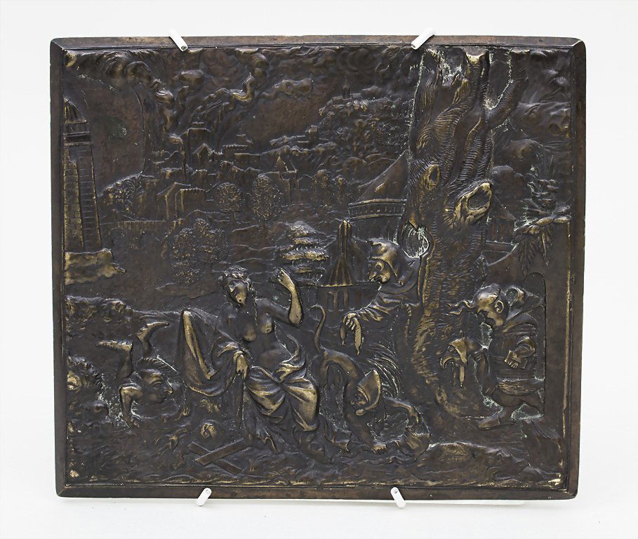 Bronzerelief 'Hexe mit Dämonen' / Bronze Relief Plate (1 of 2)