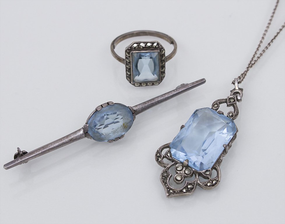 Art Deco Set, Pforzheim Material: Silber, Aquamarin, (1 of 1)