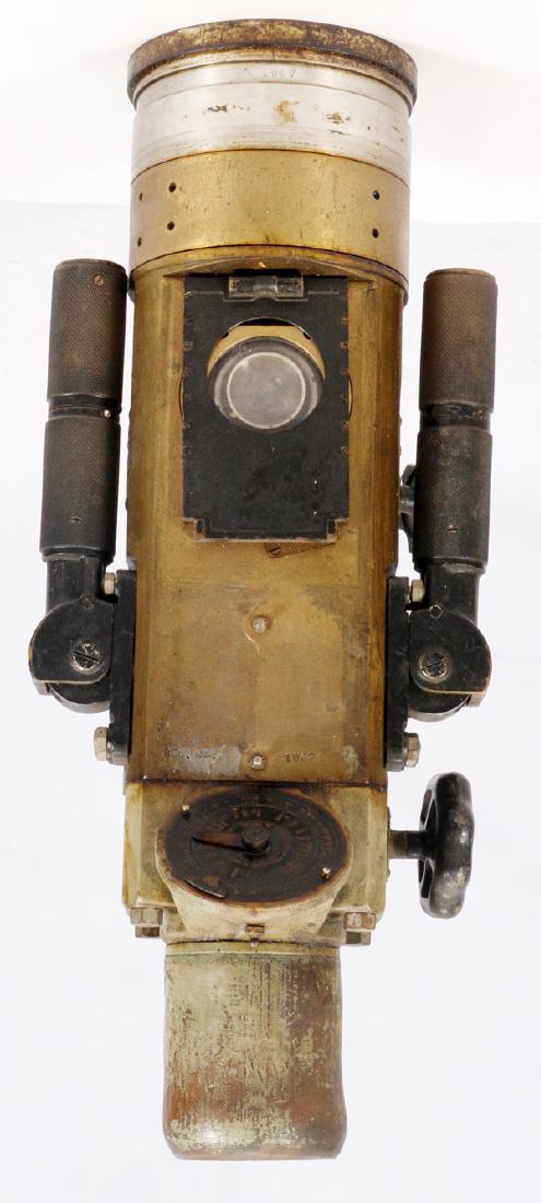 BRASS & IRON USS CERO SUBMARINE PERISCOPE 1943: BRASS & IRON USS "CERO" SUBMARINE PERISCOPE,#1067, 1943, H 29", W 30":WWII era submarine, USS "Cero" periscope made by Kollmorgen Optical Corp. Reg. No. 1067. Also stamped with U.S. Navy mark ("U.S. "