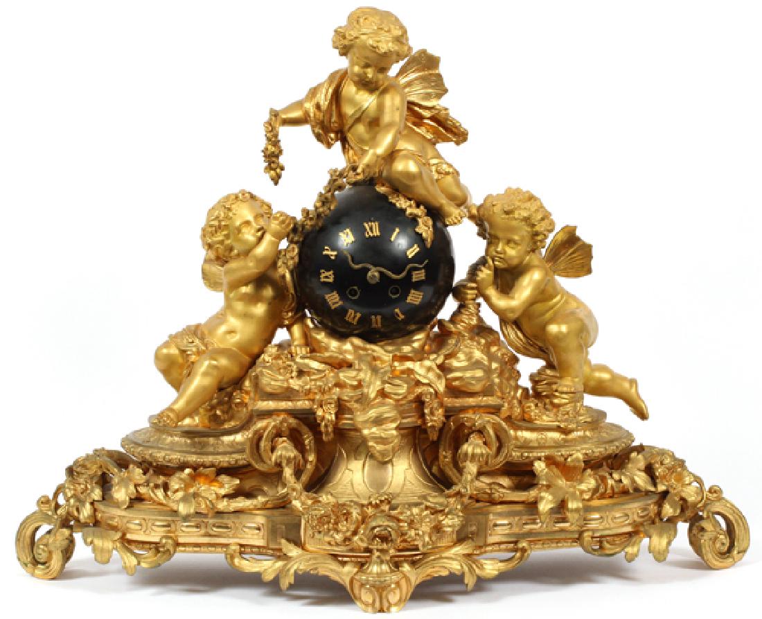 FRENCH BRONZE MANTEL CLOCK 19TH CENTURY (1 of 5)
