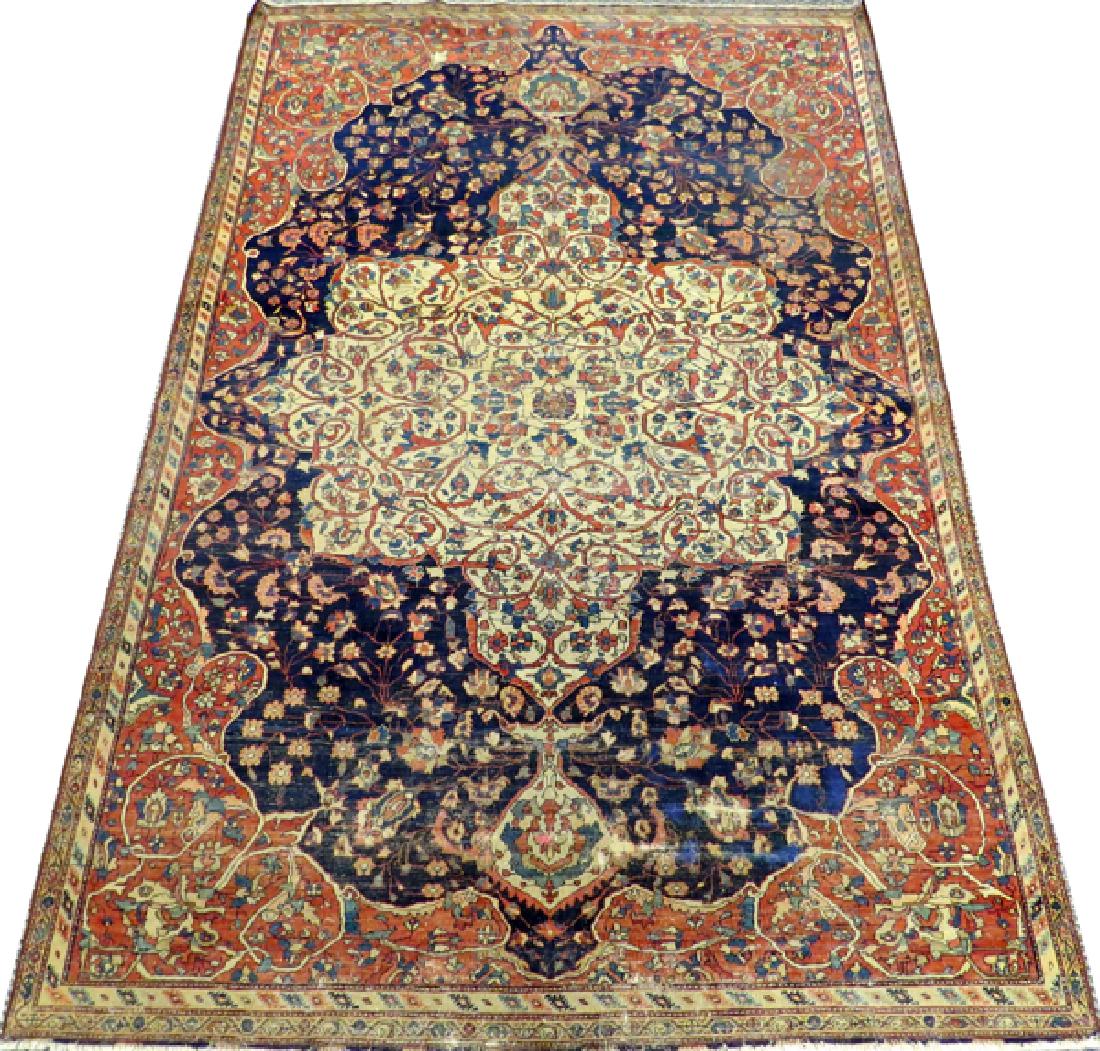 PERSIAN ANTIQUE CARPET 1900: PERSIAN ANTIQUE CARPET, 1900, 8' 6" X 5' 6":