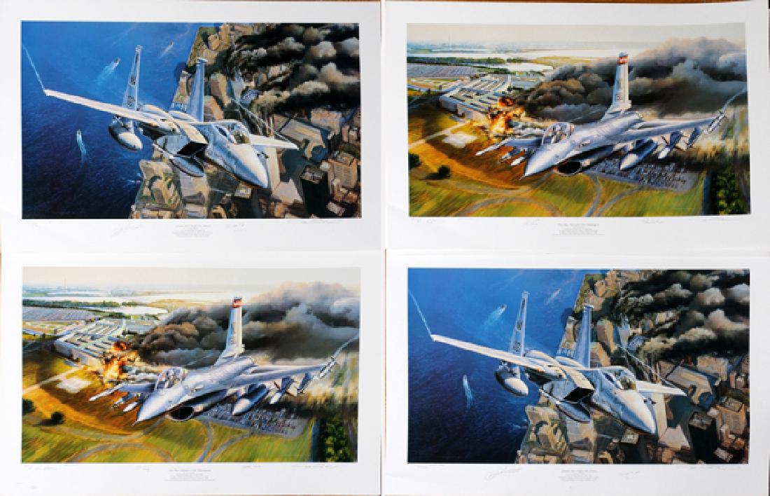 RICK HERTER ARTIST PROOF FIGHTER JETS: RICK HERTER ARTIST PROOF FIGHTER JETS 9/11 OVER WASHINGTON AND GROUND ZERO 2 AND 2 H 18" W 30":sighed by artist and pilot