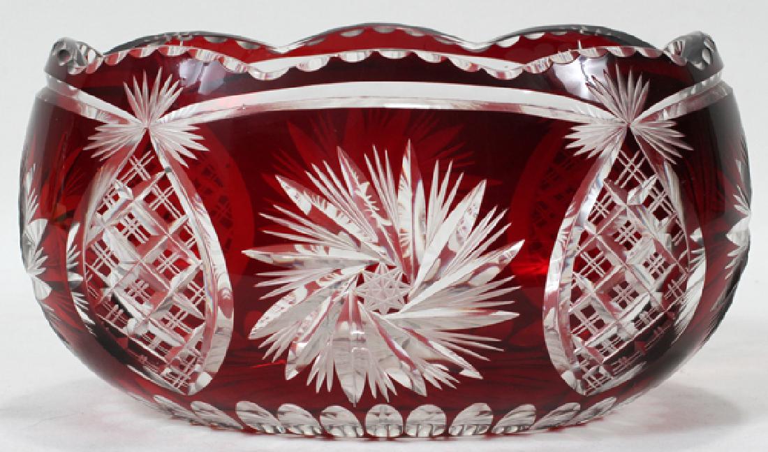 BOHEMIAN CRANBERRY OVERLAY CRYSTAL BOWL (1 of 1)