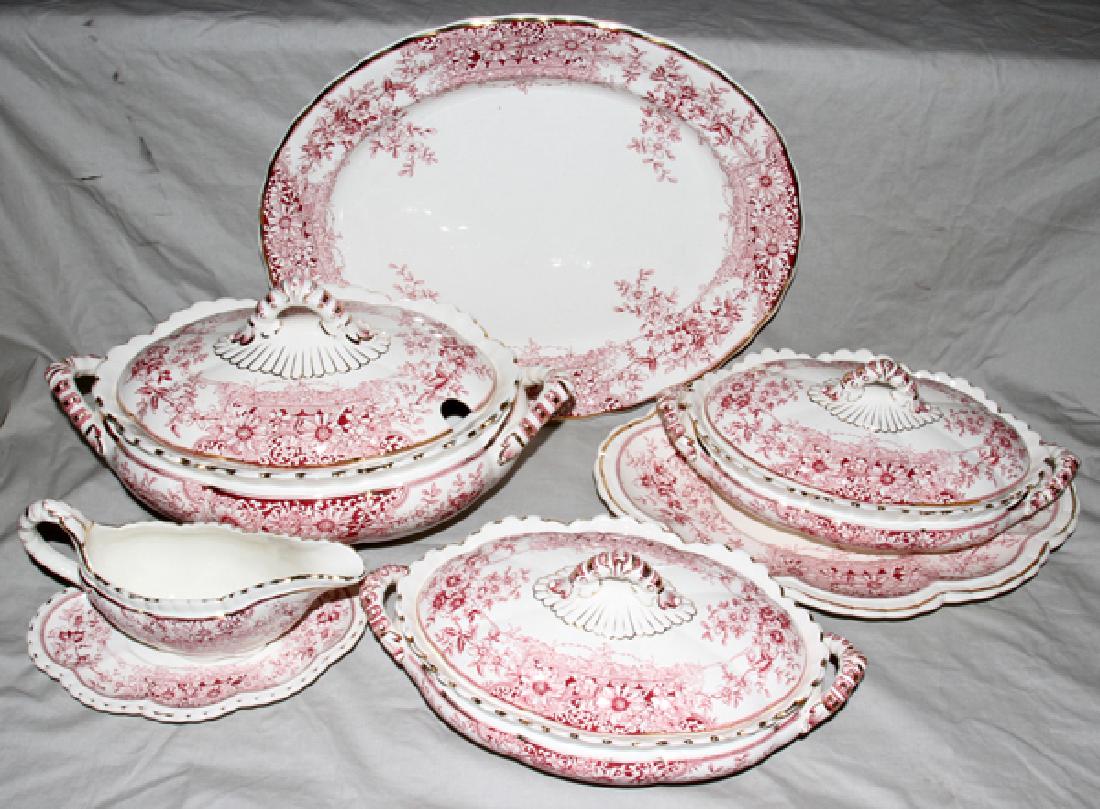 PINK IRONSTONE SOUP TUREEN COVERED PLATTERS SIX (1 of 1)