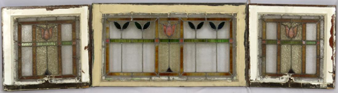 LEADED GLASS WINDOWS C 1910 LOT OF THREE 31 (1 of 8)