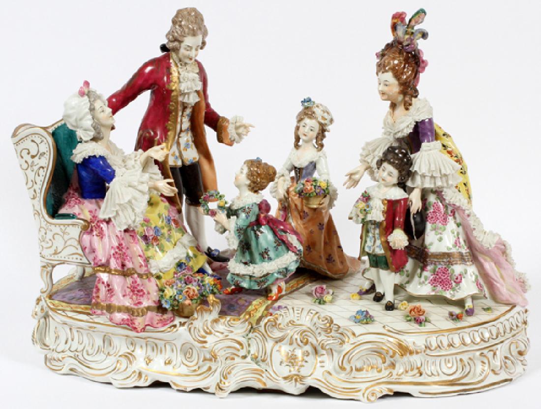 GERMAN PAINTED PORCELAIN FIGURAL GROUP (1 of 5)