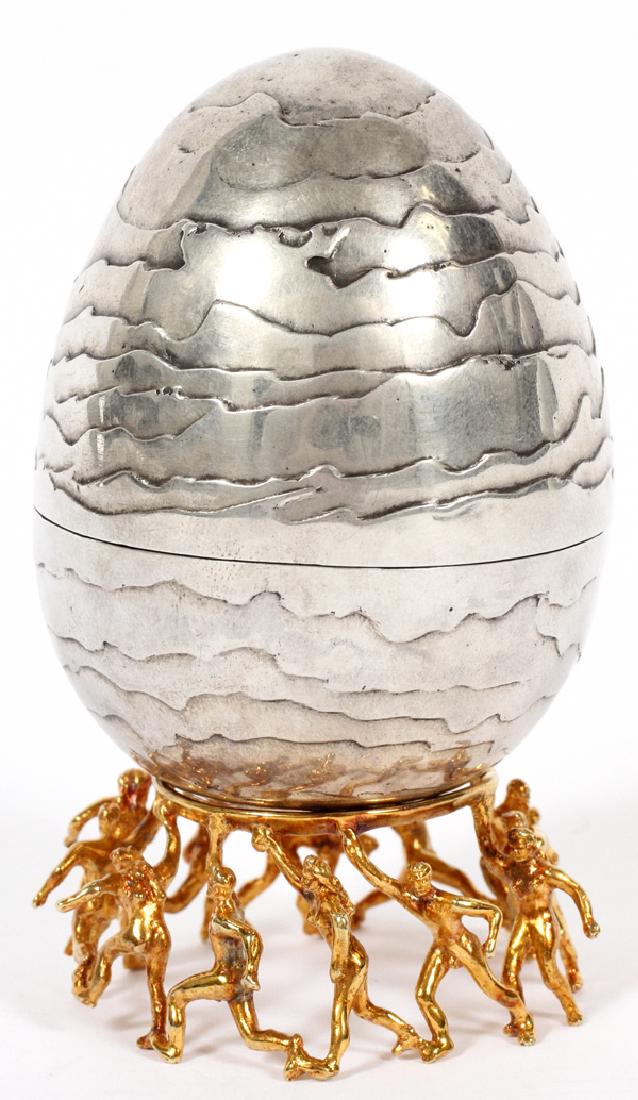 MAUREEN WICKE SILVER GOLD SURPRISE EGG & MUSIC BOX (1 of 5)