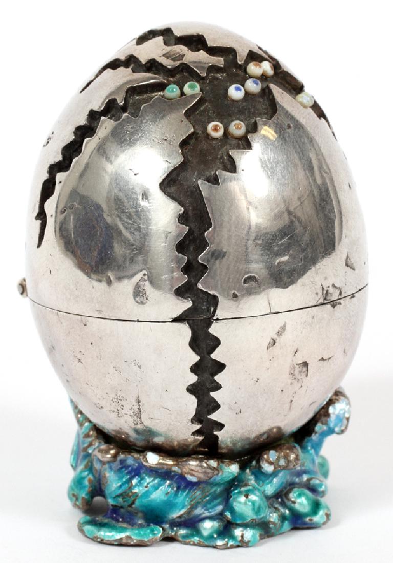 MAUREEN WICKE SILVER AND ENAMELED SURPRISE EGG (1 of 5)
