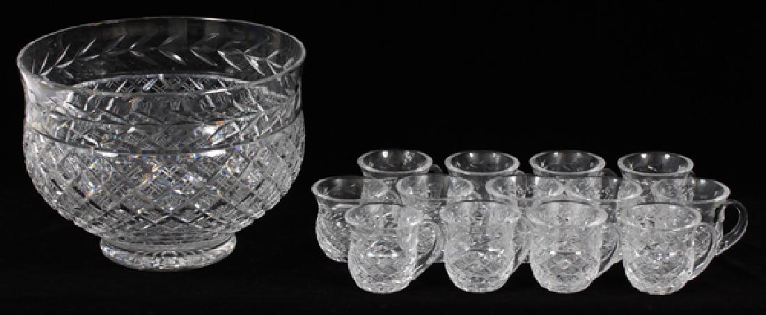 WATERFORD GLANDORE CRYSTAL PUNCH BOWL AND CUPS (1 of 2)