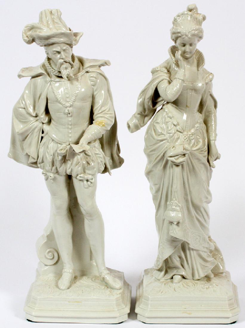 CAPODIMONTE WHITE PORCELAIN FIGURES PAIR (1 of 4)