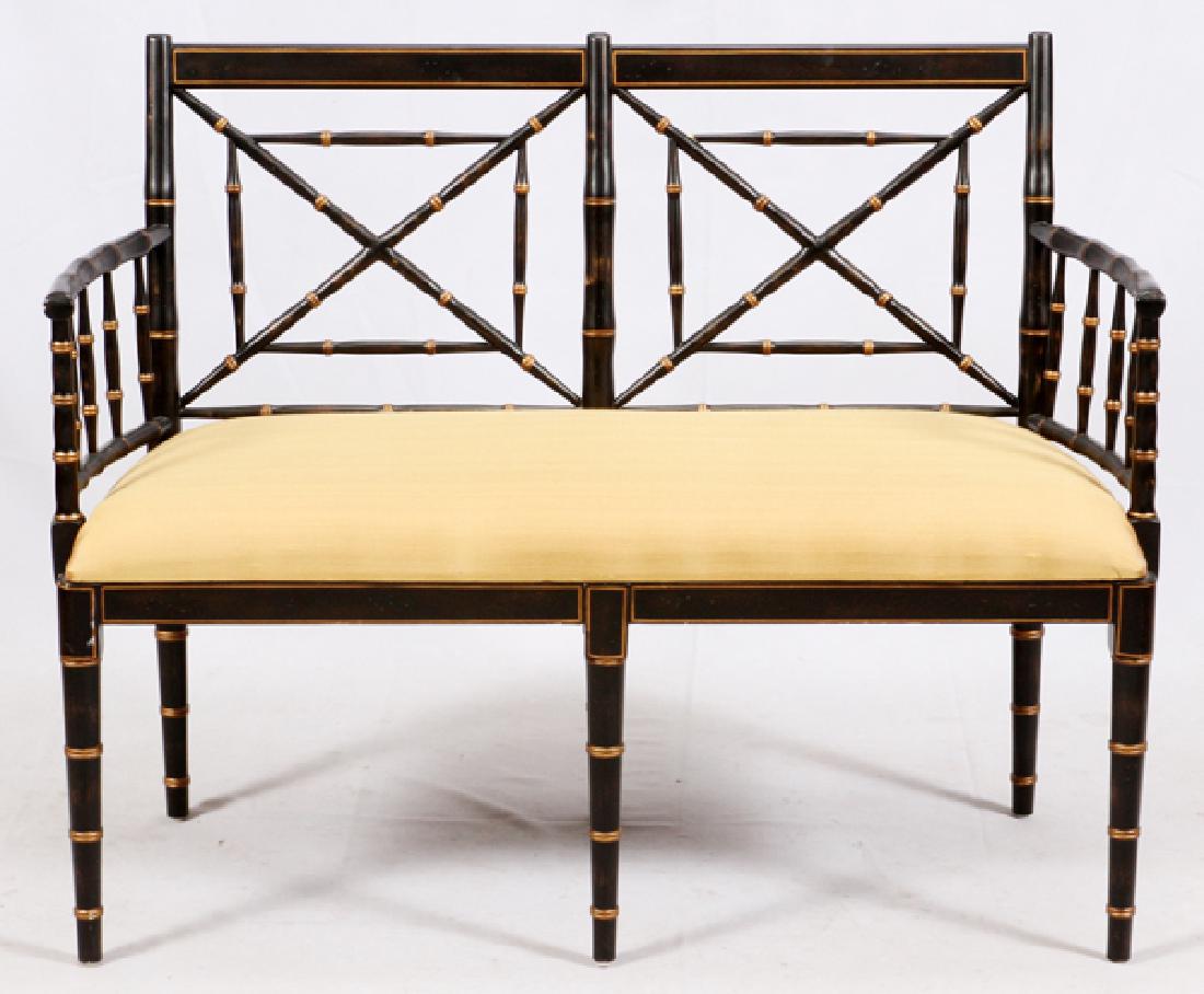 PAINTED BAMBOO STYLE WOODEN BENCH (1 of 3)