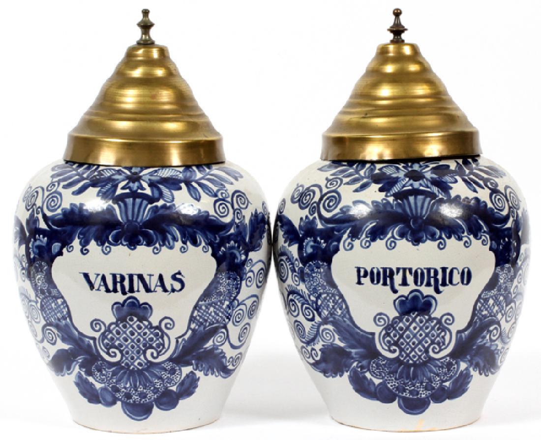 DELFT POTTERY COVERED TOBACCO JARS (1 of 4)