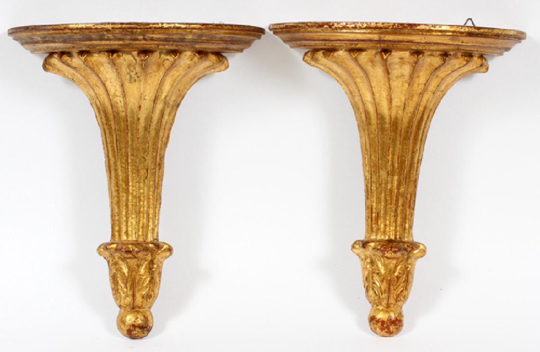 FLORENTINE-STYLE GILT CARVED WOOD WALL MOUNTS (1 of 2)