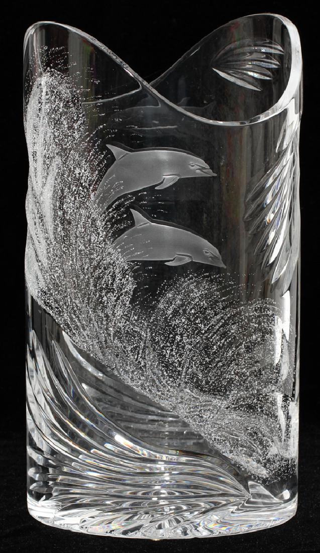 ETCHED AND CUT GLASS VASE (1 of 2)