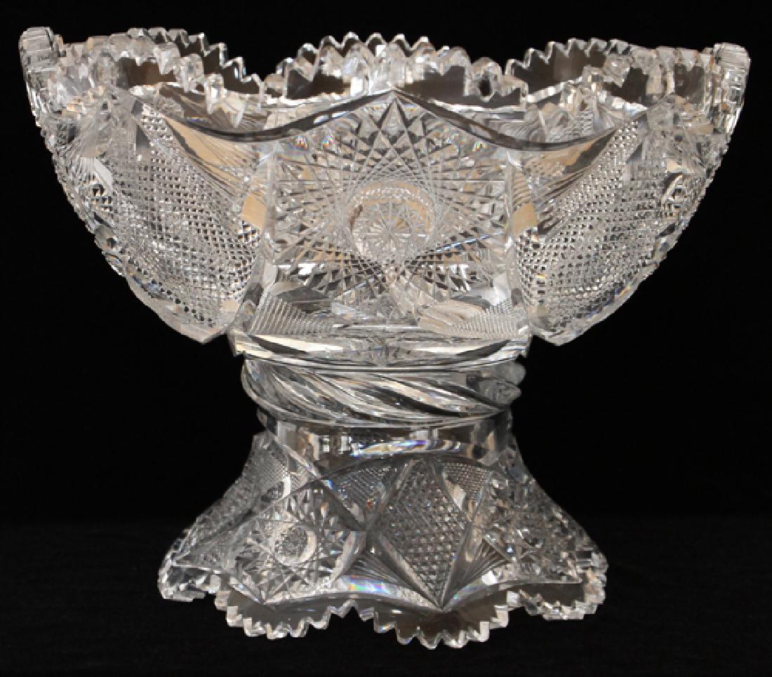 BRILLIANT PERIOD CUT GLASS PUNCH BOWL ON STAND (1 of 2)