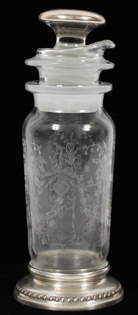 AMERICAN STERLING AND ETCHED GLASS COCKTAIL SHAKER (1 of 3)