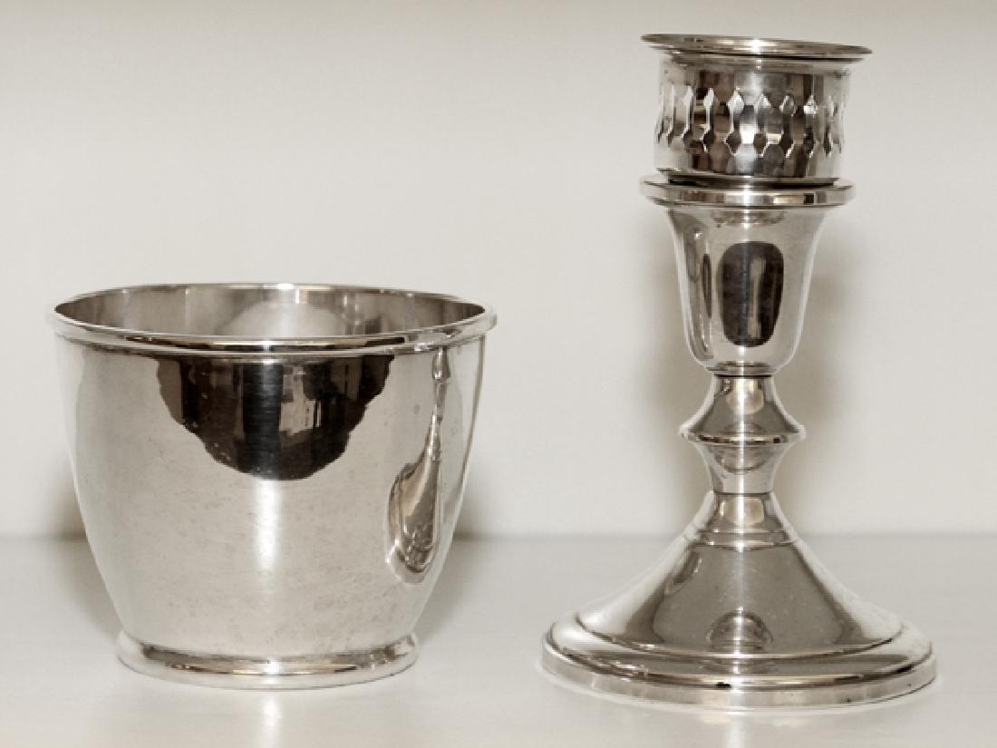 STERLING SILVER CANDLESTICK AND BOWL TWO (1 of 2)