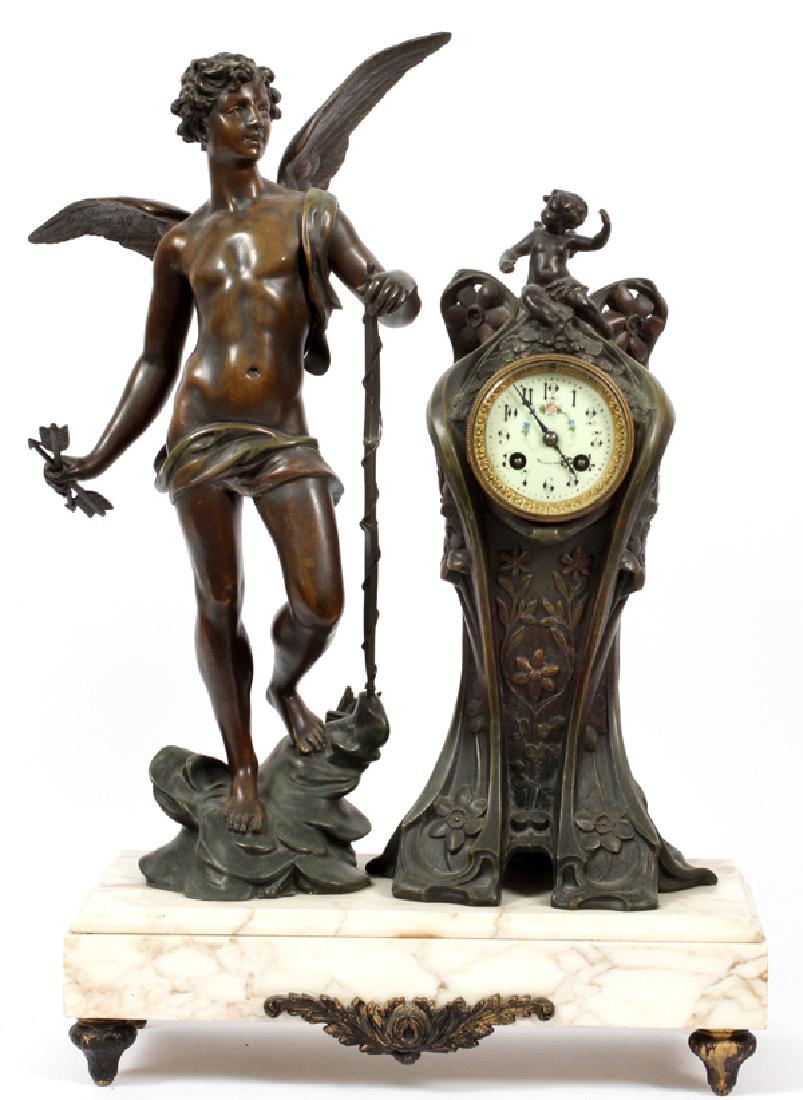 FRENCH ART NOUVEAU BRONZE FIGURAL CLOCK (1 of 5)