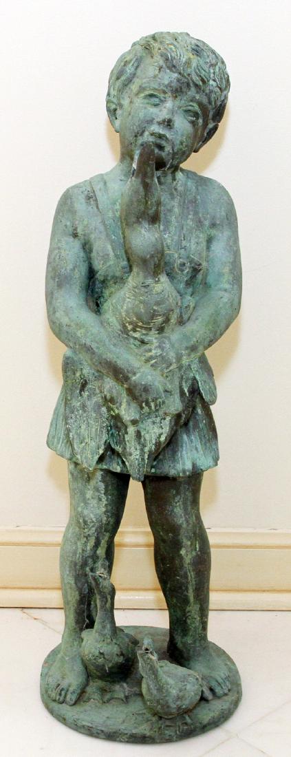 BRONZE BOY W/ DUCK GARDEN SCULPTURE (1 of 3)