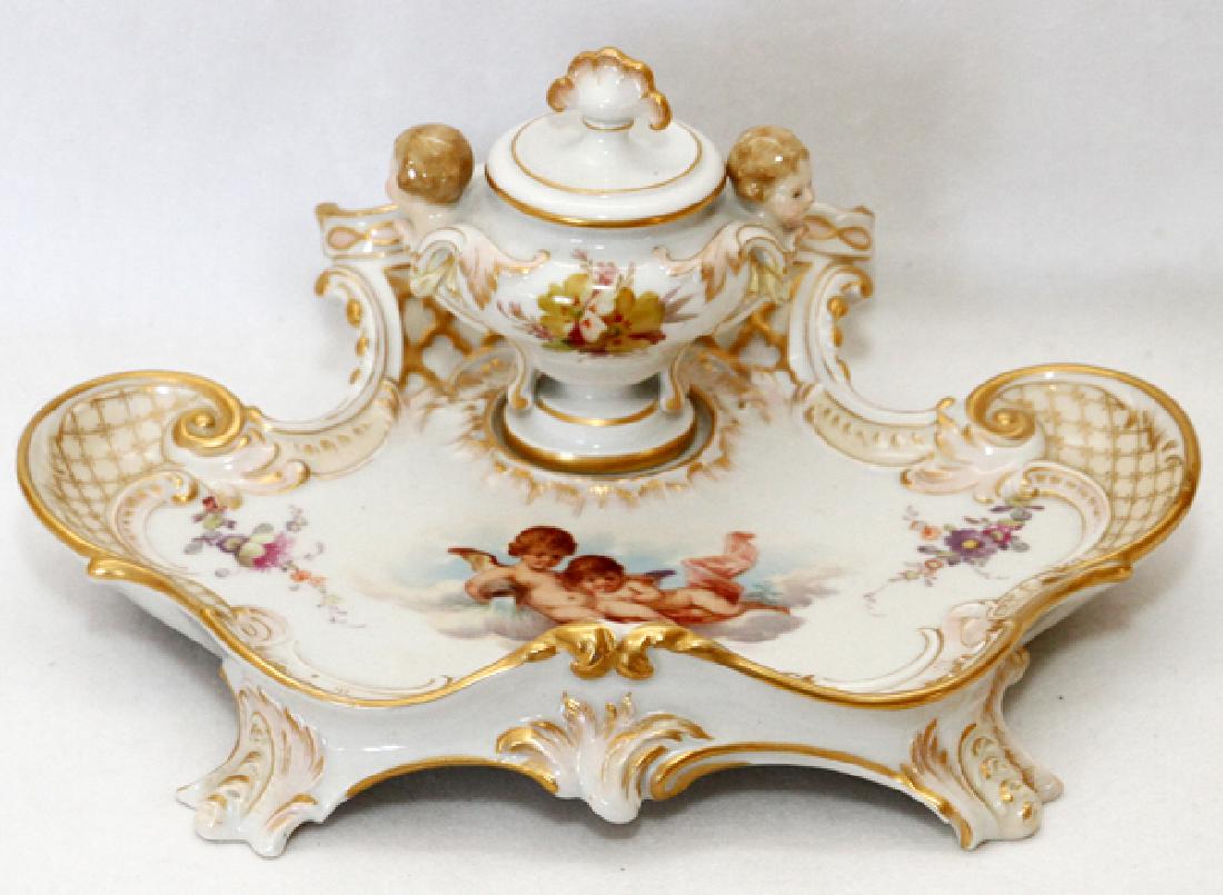 KPM GERMAN PORCELAIN INKWELL 19TH.C. (1 of 3)