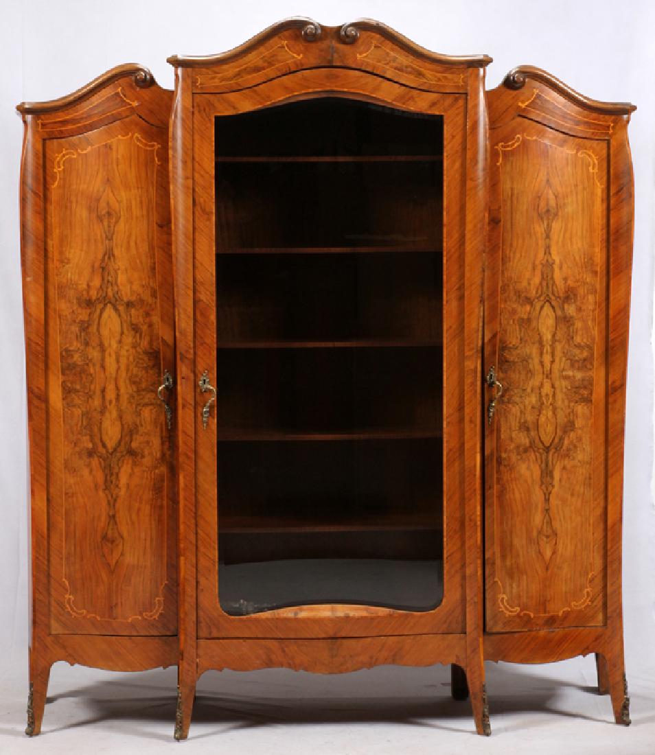 FRENCH STYLE CARVED WALNUT SERPENTINE FRONT ARMOIRE (1 of 3)