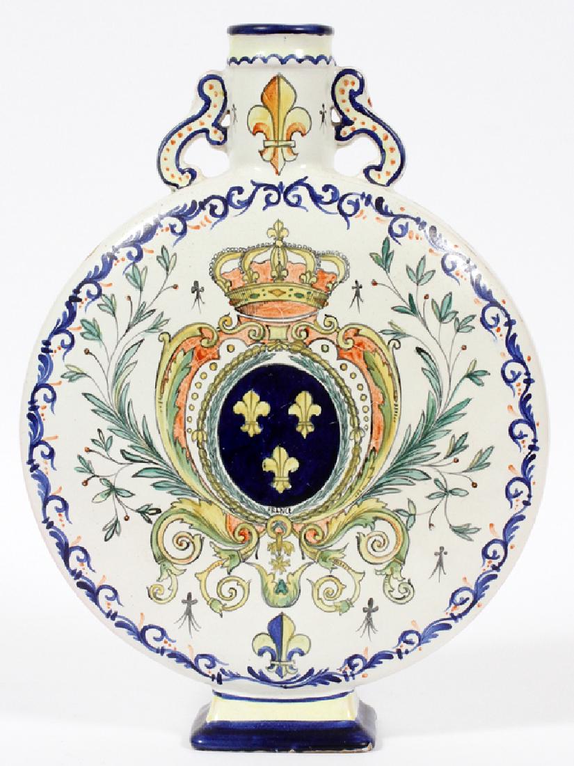 FRENCH FAIENCE POTTERY FLASK (1 of 3)