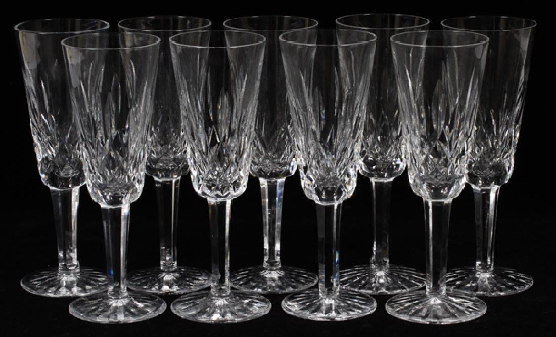 WATERFORD 'LISMORE' CRYSTAL FLUTED CHAMPAGNES NINE (1 of 2)