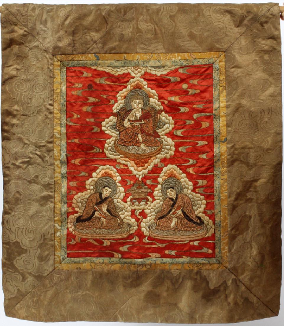 CHINESE EMBROIDERED SILK BROCADE THANGKA (1 of 3)