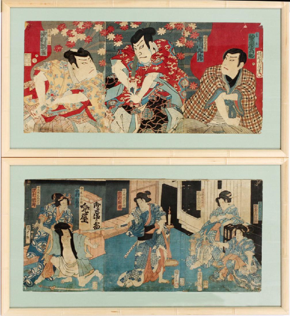 JAPANESE TRIPTYCH WOODBLOCKS 1840 TWO (1 of 5)