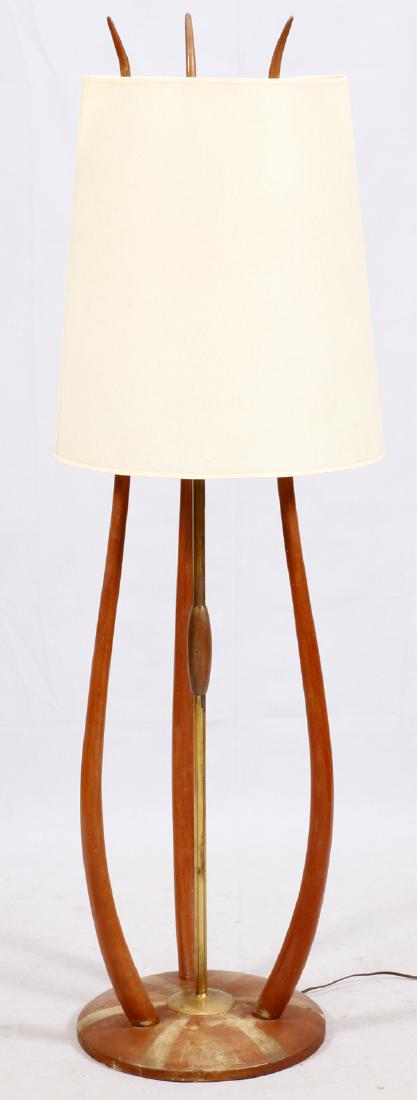 MID-CENTURY MODERN NINE-LIGHT WOOD FLOOR LAMP (1 of 2)