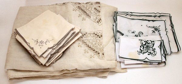 LINEN EMBROIDERED AND OPENWORK TABLE CLOTH (1 of 2)