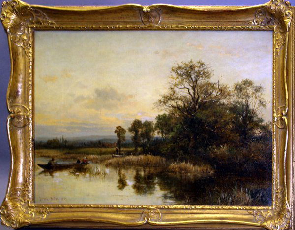 DAVID BATES OIL ON CANVAS 1887, "THE FAIRY": DAVID BATES, [BRITISH 1840 - 1921] OIL ON CANVAS, 1887, 20" X 30", "THE FAIRY":Signed lower left and dated. Signed, entitled and dated also on the verso. Has a J.L. Hudson's Gallery tag on the verso.