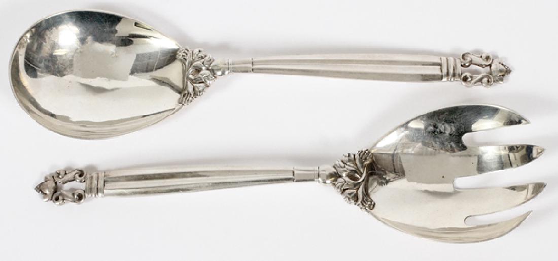 GEORG JENSEN 'ACORN' STERLING SALAD SET TWO (1 of 4)