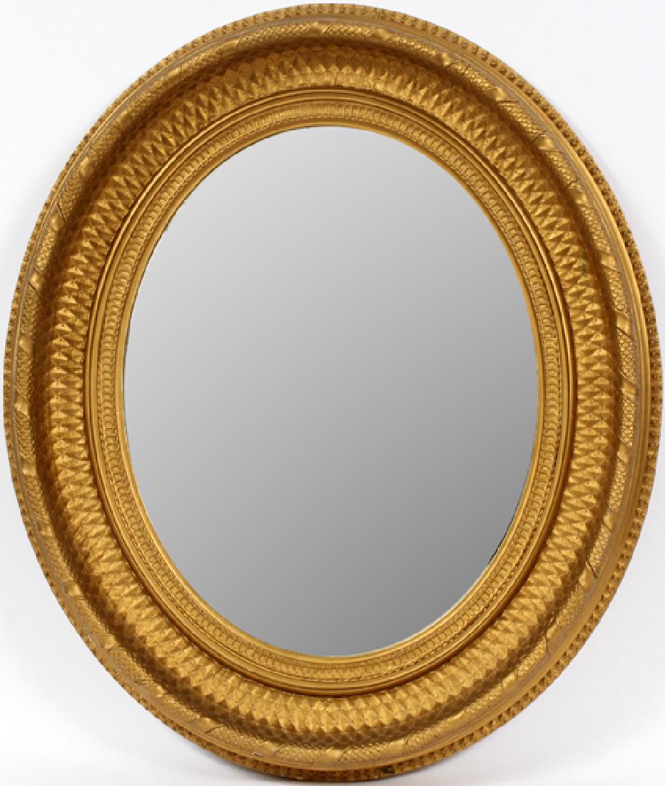 GILT WOOD OVAL MIRROR (1 of 2)