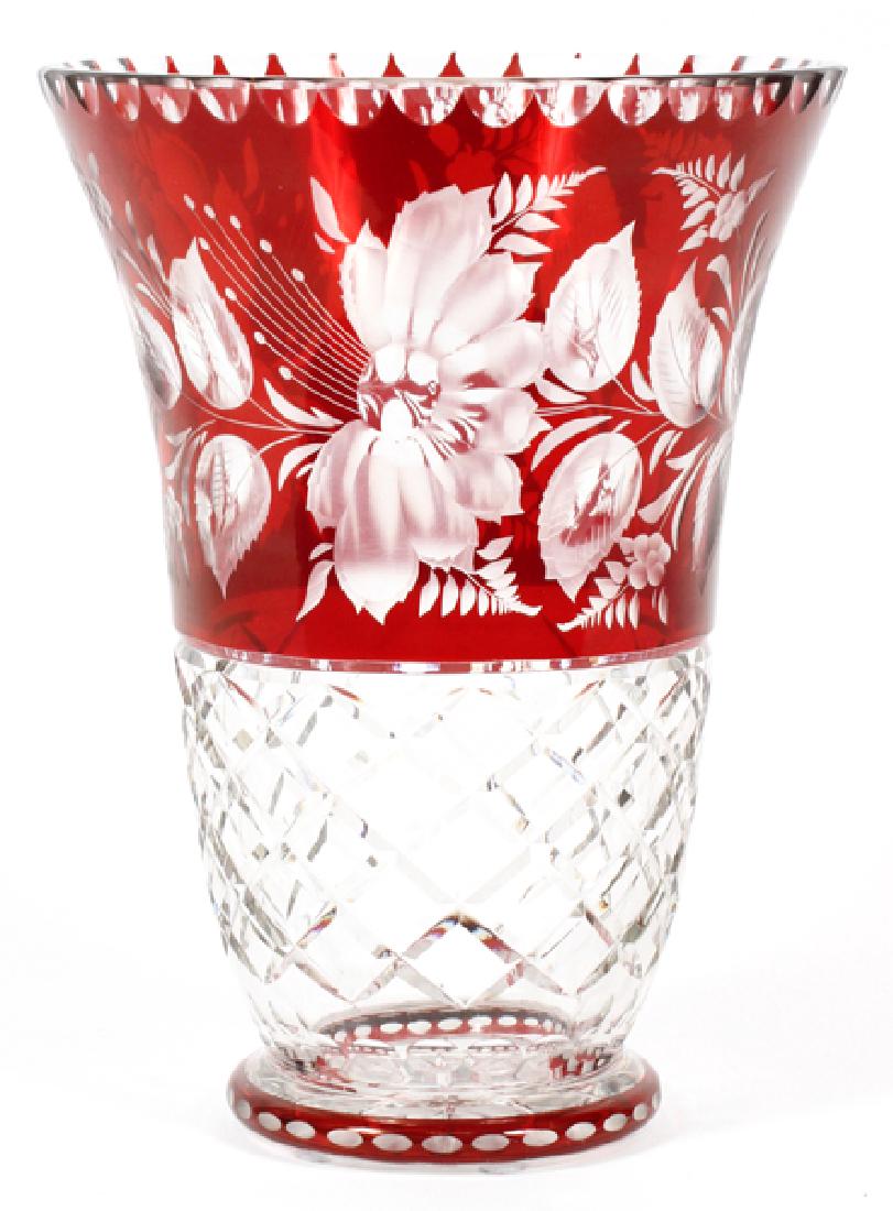 BOHEMIAN RUBY CRYSTAL VASE (1 of 2)