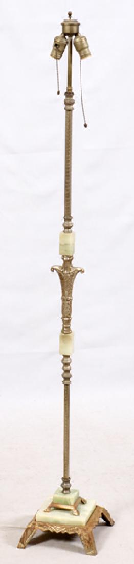 ART DECO SILVER TONE METAL & ONYX FLOOR LAMP C.1920 (1 of 2)