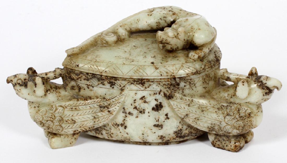 CARVED FIGURAL HARD STONE COVERED BOX (1 of 3)