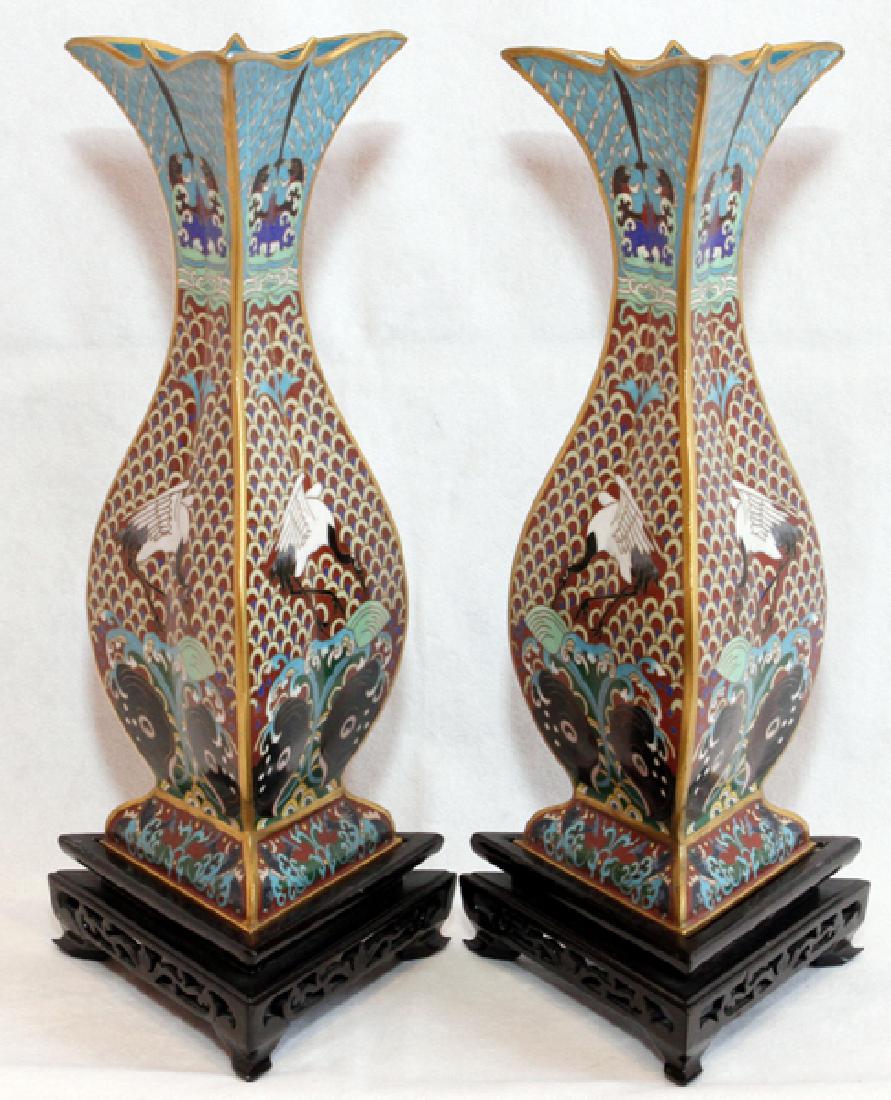 ASIAN CLOISONNE VASES PAIR (1 of 2)