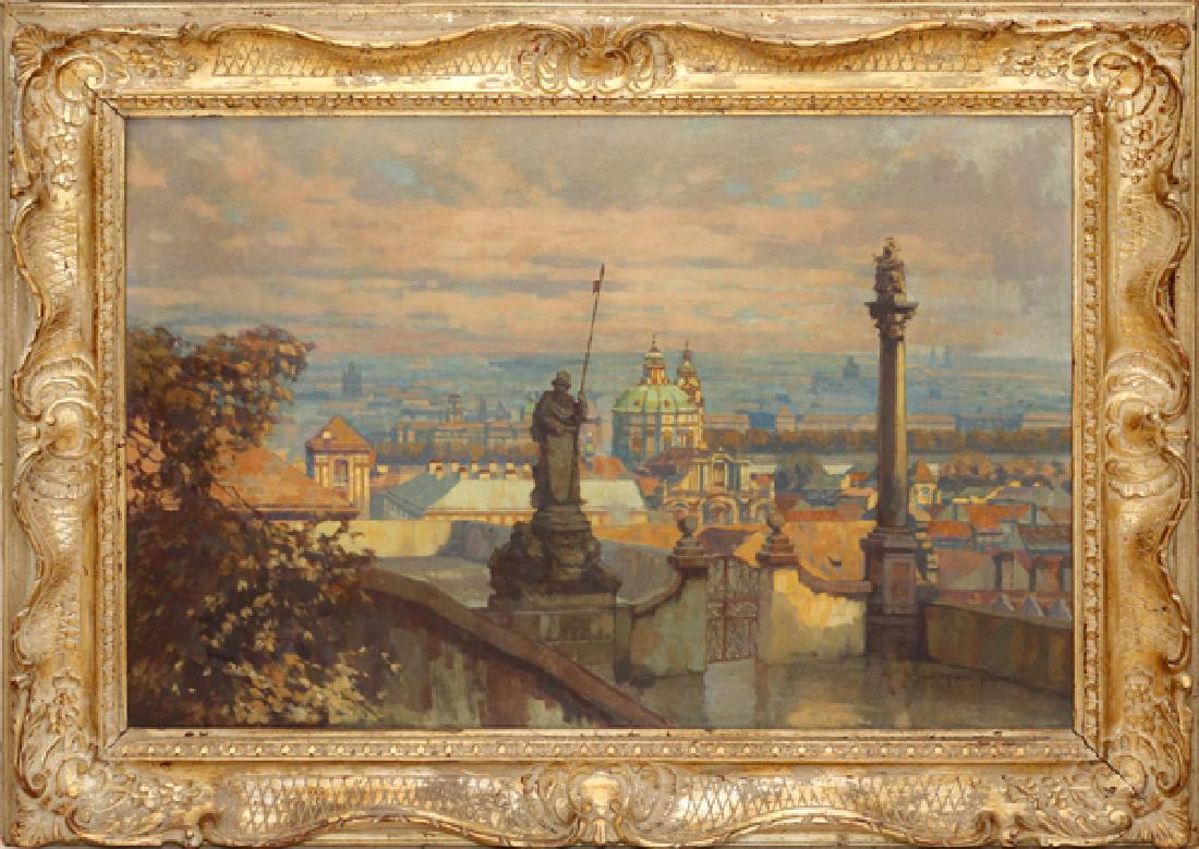 JAROSLAV PUKL OIL ON CANVAS OVERVIEW CITY OF PRAGUE (1 of 4)