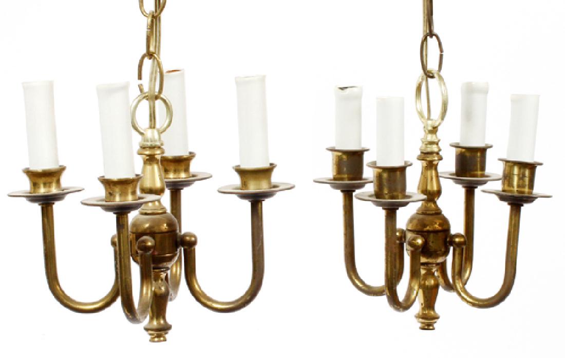 BRASS 4 LIGHT CHANDELIERS LOT OF FOUR (1 of 4)