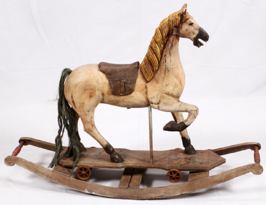 ANTIQUE CHILDS WOOD ROCKING HORSE