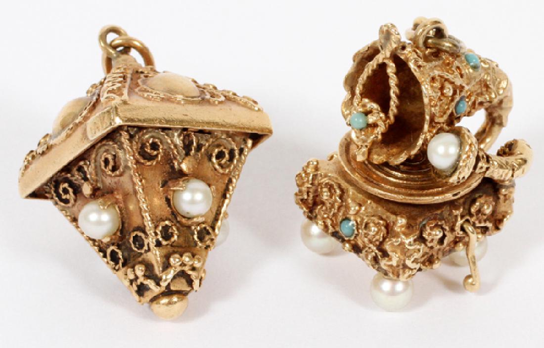 14KT YELLOW GOLD AND SEED PEARL CHARMS TWO (1 of 2)