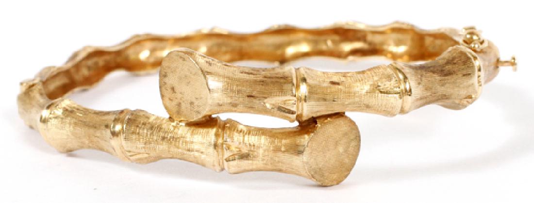 YELLOW GOLD BAMBOO STYLE HINGED BANGLE BRACELET (1 of 4)