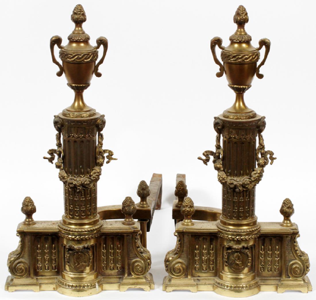 FRENCH LOUIS XVI-STYLE GILT BRONZE CHENETS 19TH C. (1 of 2)